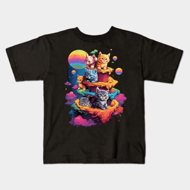 Galaxy Cat Cake Kids T-Shirt by HiLife